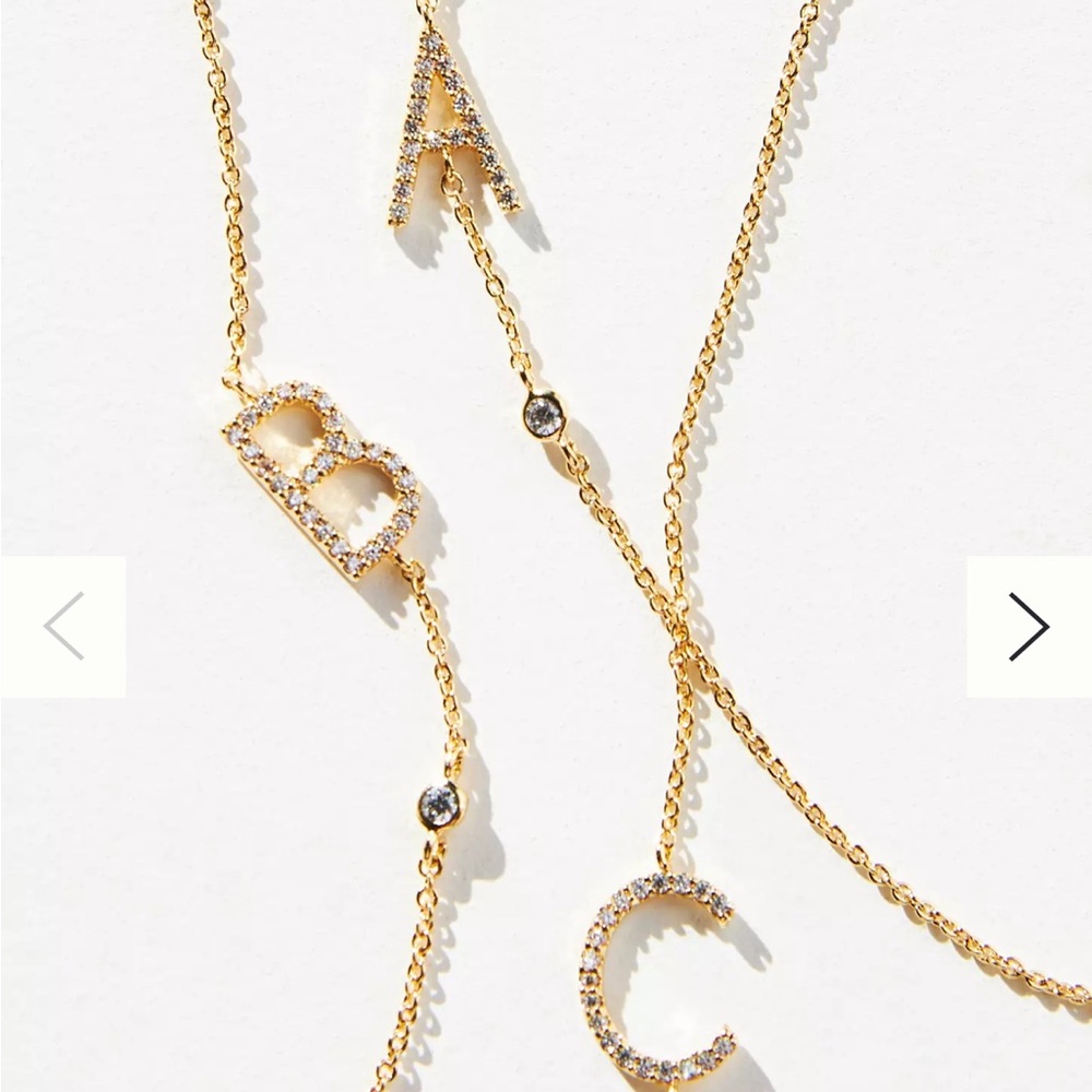 NWT Anthropologie Delicate Dainty Monogram Initial Gold Necklace